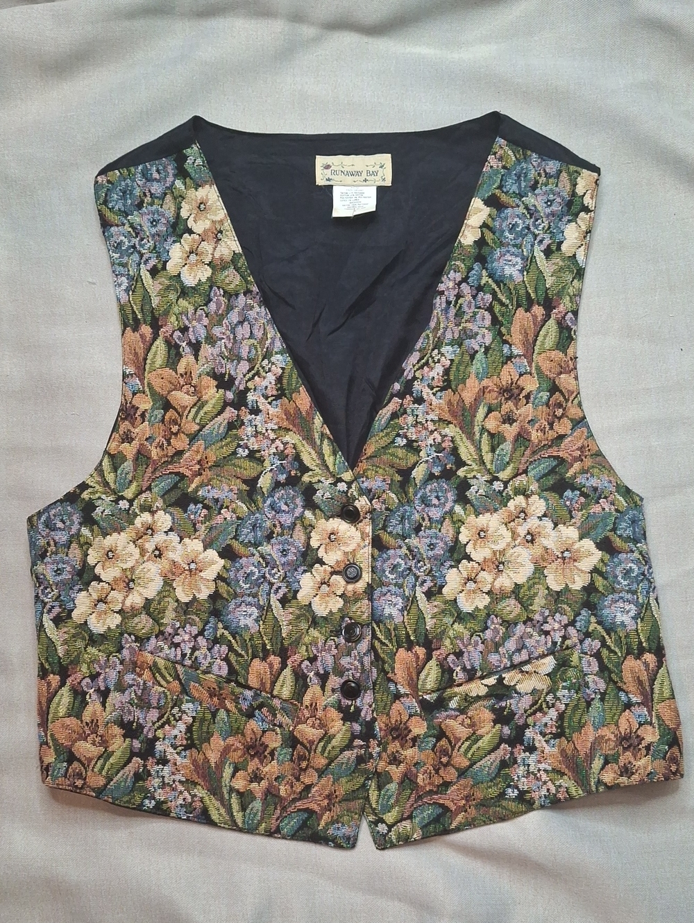 Floral Tapestry V-Neck Vest - Multicolor